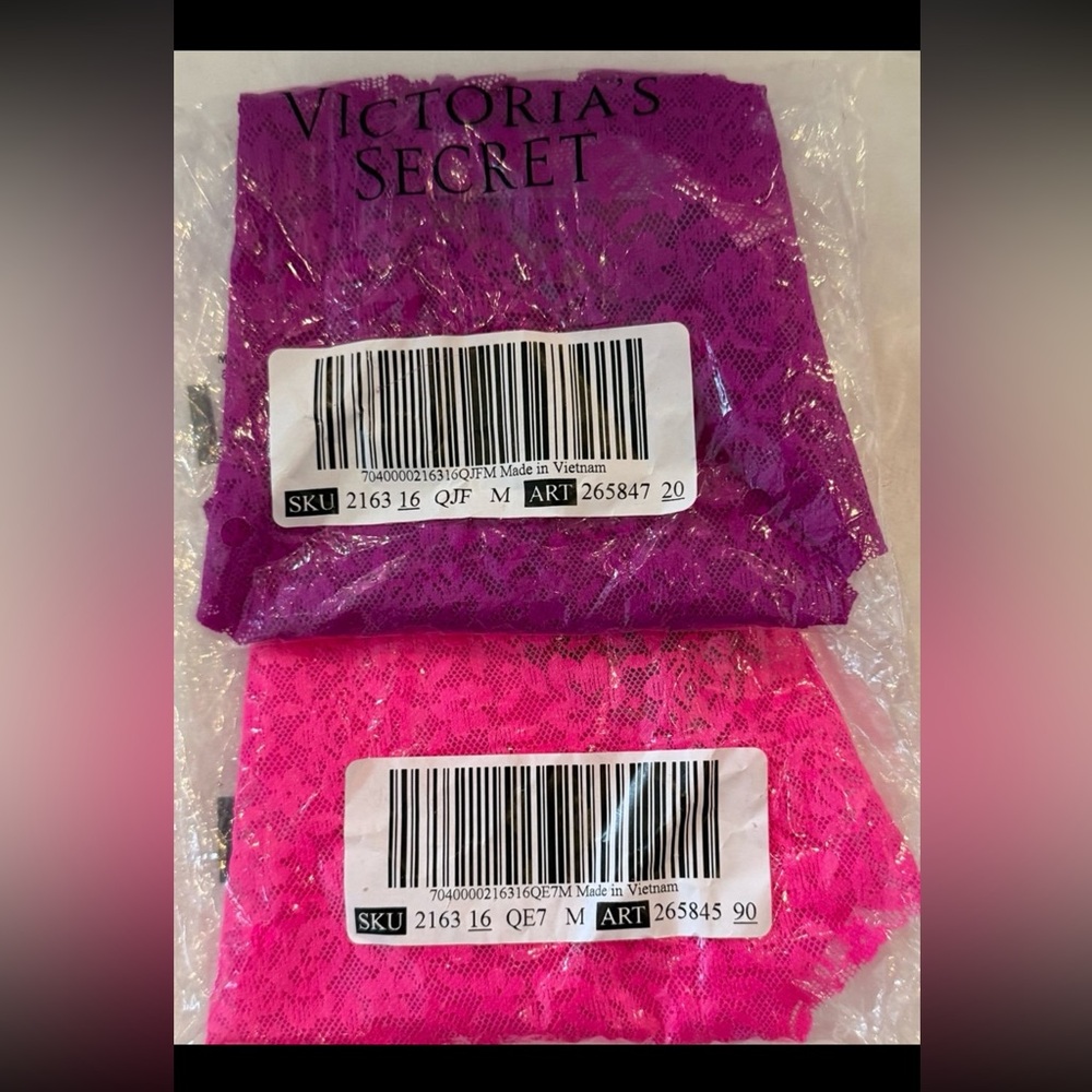Victoria’s Secret PINK 2Pack Lace Cheeky Panties –Purple & Hot Pink – Size M–NWT - Picture 7 of 7